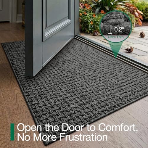 LUMI Washable Indoor Door Mat for Entryway 48x72, Entrance Mat, Deep Gray