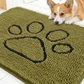 OLANLY Dog Door Mat for Muddy Paws 30x20, Paw Print Design Chenille Mud Mat