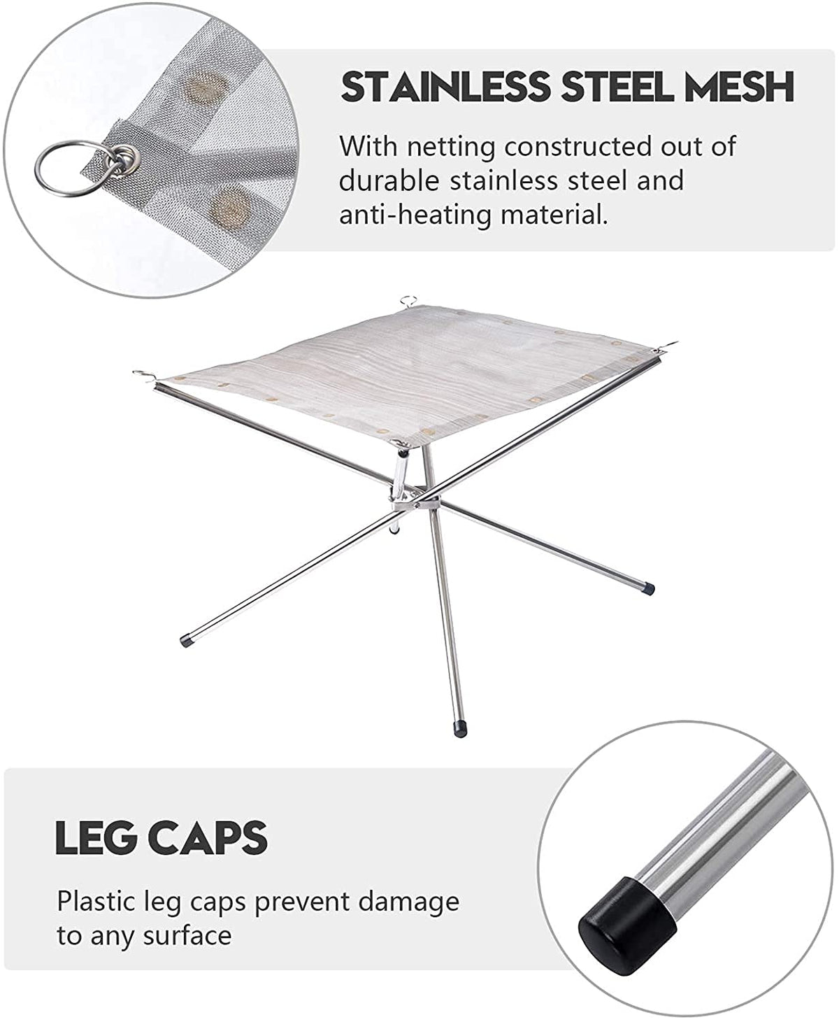 Portable Outdoor Fire Pit 22 Inch - New Upgraded Camping Fire Pit Collapsible Foldable Mesh Fire Pits Fireplace for Camping, Campfire, Patio, Backyard and Garden - Carrying Bag Included