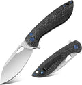 Pocket Knife, 3.1" Unique S35VN Blade Folding Knife with Button Lock, EDC Knife with Carbon Fiber Handle for Camping, Survival, Best Gift for Men Women-COBRA series