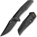 KANSEPT Deadite Pocket Folding Knives for Men Women Camping Hiking 3.52'' Blackwash CPM S35VN Blade EDC Knife with Blackwash Titanium with Shred Carbon Fiber Handle Everyday Carry K1081A5