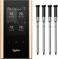 Sync Gold Wireless WiFi Meat Thermometer, 4 Slim Probes, 6 Sensors, 10x Stronger Signal, ±0.5℉ Accuracy, Smart Base Direct Setup, Reliable Reading Through Kamado Grill, BBQ, Oven, Smoker, Air Fryer