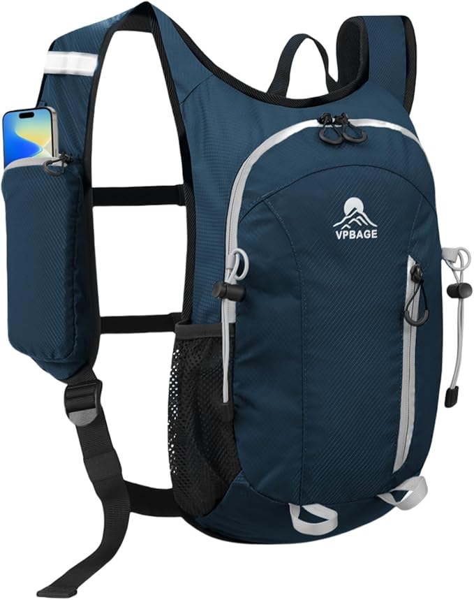 Small Hiking Backpack with Front Phone Holder, Packable Back pack with Chest and Waist Strap, Lightweight Daypack for Women Men