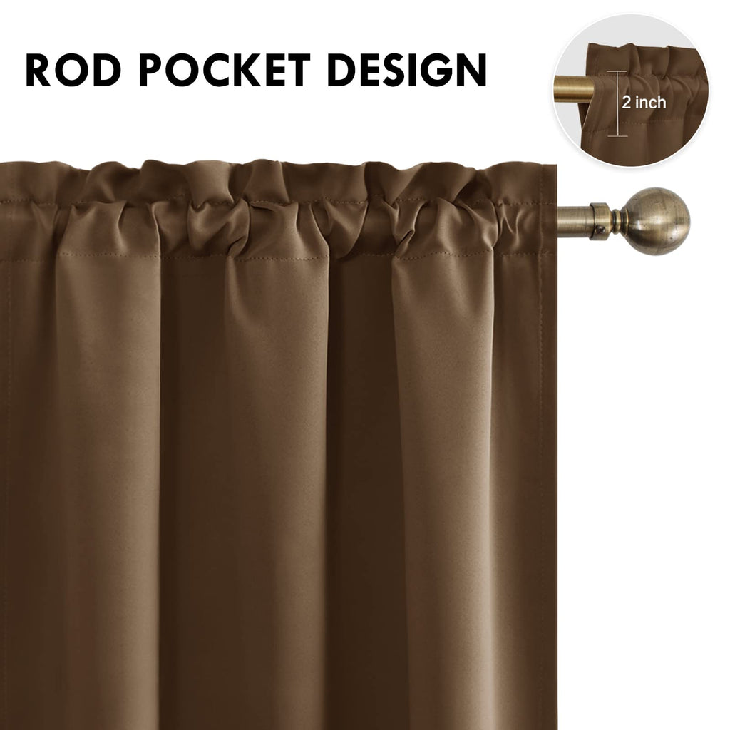 Blackout Curtains for Bedroom Living Room 38 x 63 Inch Long Brown (2 Count)