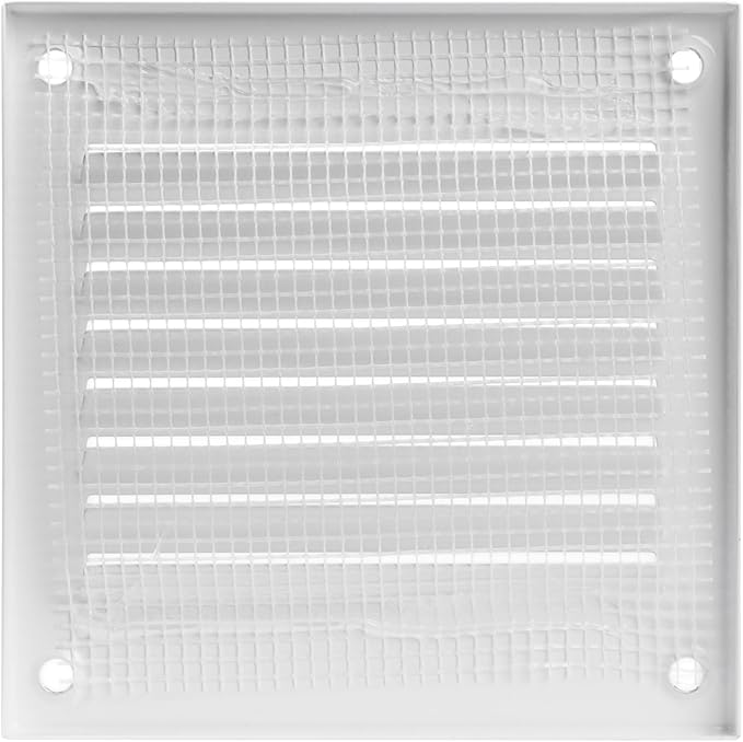 Vent Systems 4'' x 4'' Inch (Overall Dimensions) Pack of 20 - White Air Vent Cover - Metal Air Return Grill with Built in Guard Screen - HVAC Ducting Vent Duct Cover for Interior, Exterior Use