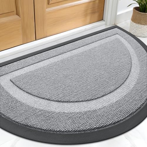 OLANLY Half Circle Front Door Mat Outside 47x32 All-Season Rubber Doormat
