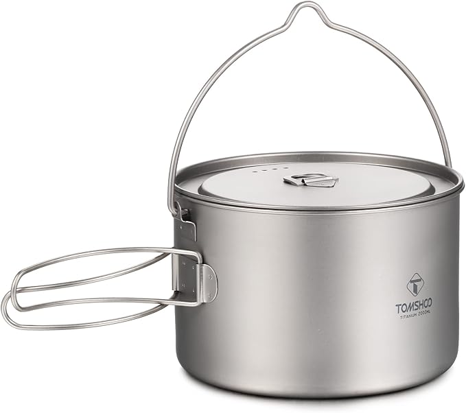 Camping Pot, Titanium Pot 750ml/900ml/1100ml/1600ml/2000ml/2800ml Ultralight ing Pot with Lid and Foldable Handle Outdoor Camping Backpacking Cooking Picnic