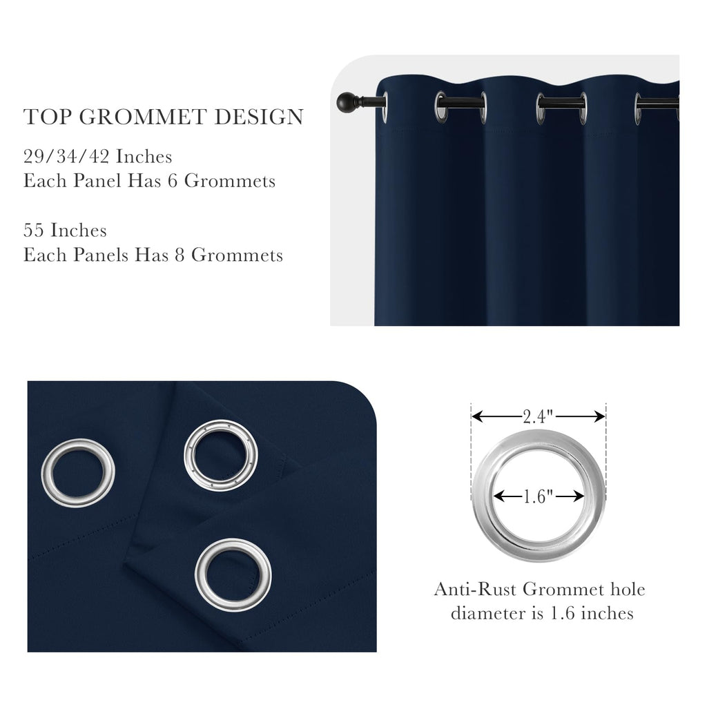 Navy Blue Bedroom Curtains for Windows (2 Count)