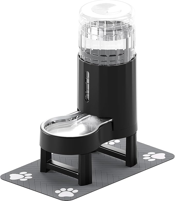 CZPET Elevated Dog Water Bowl Dispenser with Mat for Large Dogs,Tall Raised Pet Waterer Stand,Relieve Neck Pressure,Large Capacity and Drinking Area Noise-Free for Pets (7L+Stand+Mat)