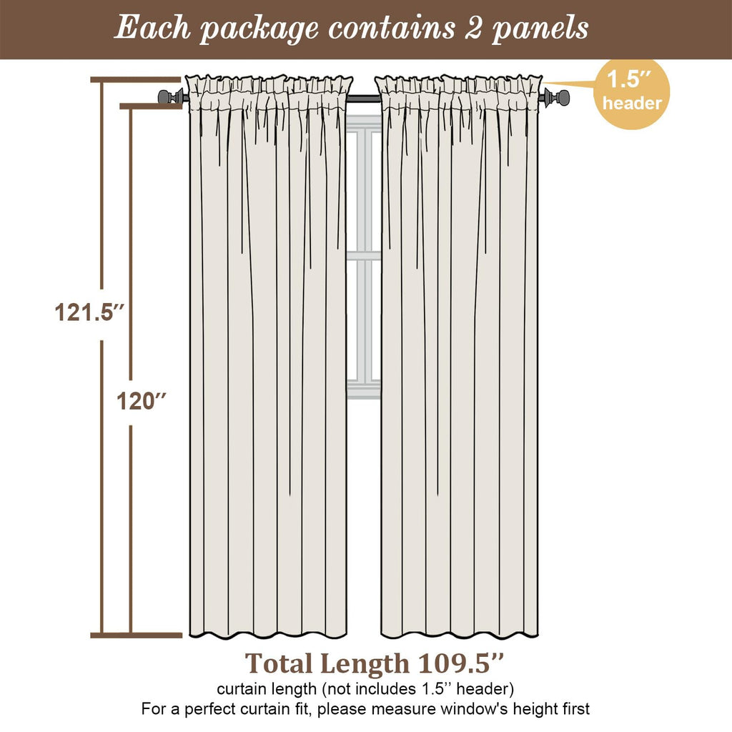 Extra Long Black Sheer Curtains 120 Inches Long 2 Panels (2 Count)