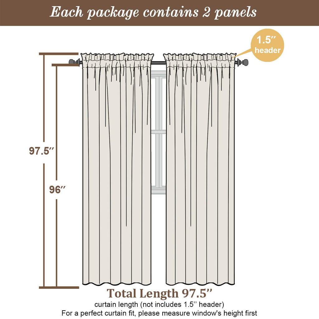 Black Sheer Curtains 96 Inches Long 2 Panels