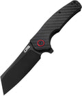 CJRB Crag Folding Pocket Knife, 3.43" AR-RPM9 Steel Blade Carbon Fiber Handle EDC Knife with Pocket Clip for Men Women Camping Survival Hiking, Black (J1904)