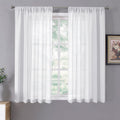 Sheer Curtains Living Room Linen Textured Curtain Sheers Light Filtering Voile Rod Pocket Curtains for Bedroom (2 Count)