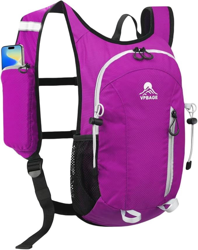 Small Hiking Backpack with Front Phone Holder, Packable Back pack with Chest and Waist Strap, Lightweight Daypack for Women Men