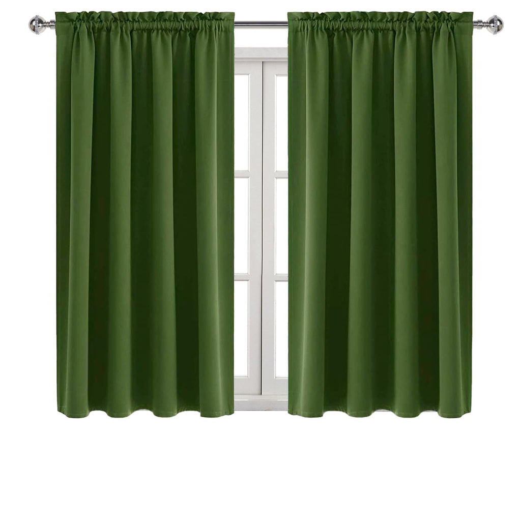 Blackout Curtains for Bedroom 52 x 45 Inch Long Olive Green 2 Panels (2 Count)