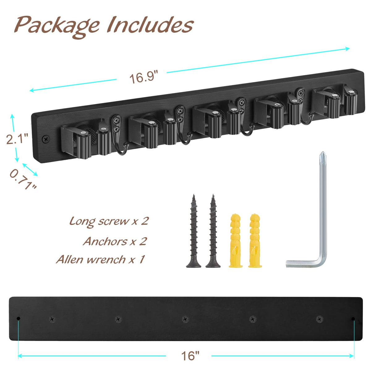 Mop and Broom Holder Wall Mount