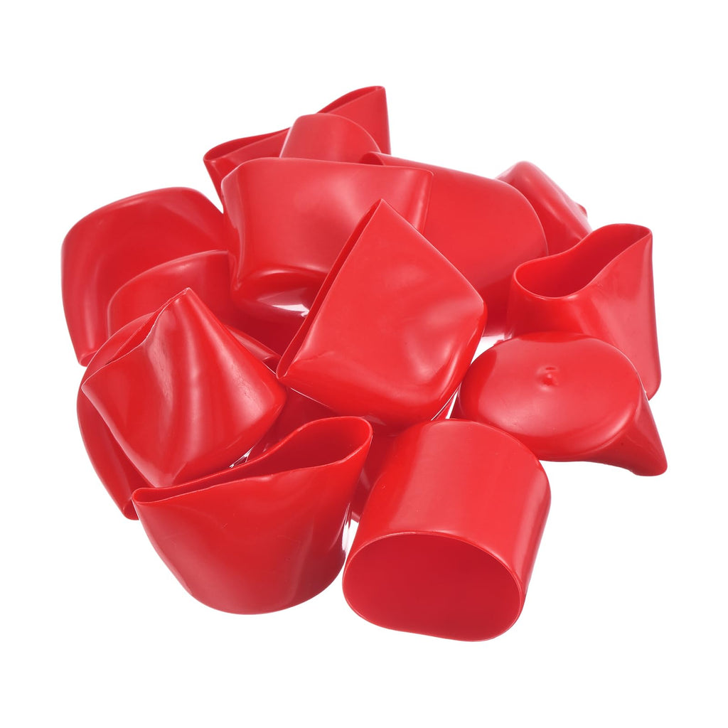 20pcs Rubber End Caps 47mm ID Vinyl Round Tube Bolt Cap Cover Thread Protectors Red
