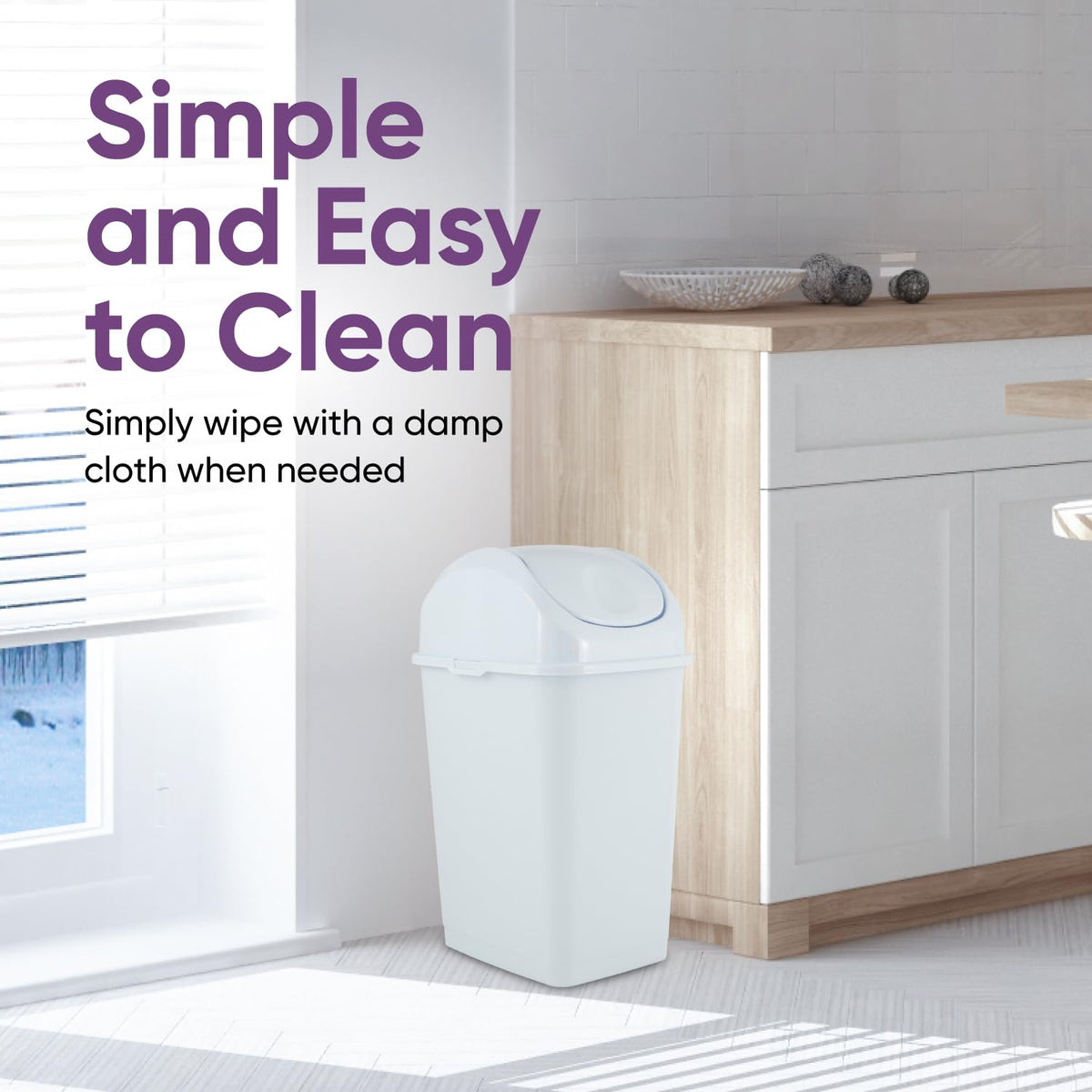 Kitchen Trash Can with Swing Top Lid 9 Gallon Slim Waste Bin 37 Qt Sturdy Plastic Garbage Can Medium Recycling Bin for Office