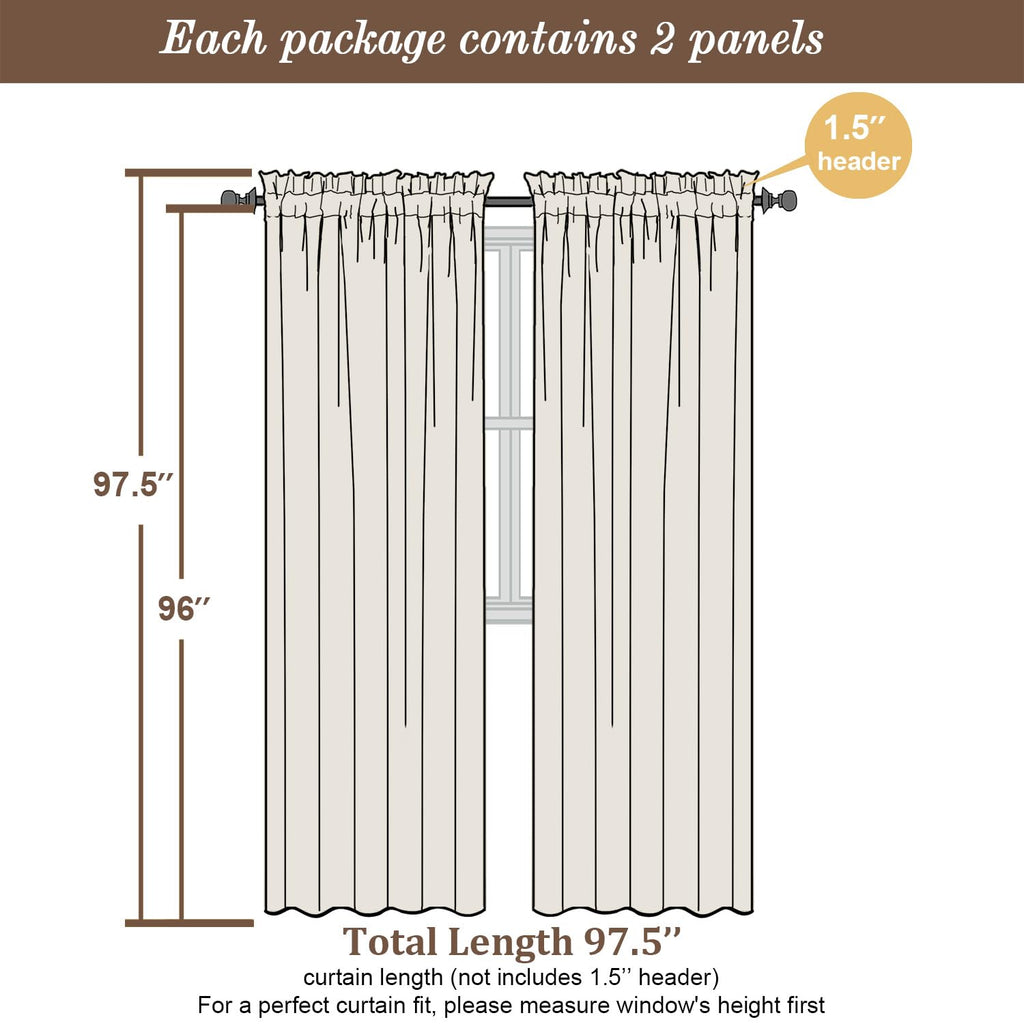 White Sheer Curtains 96 Inches Long 2 Panels (2 Count)