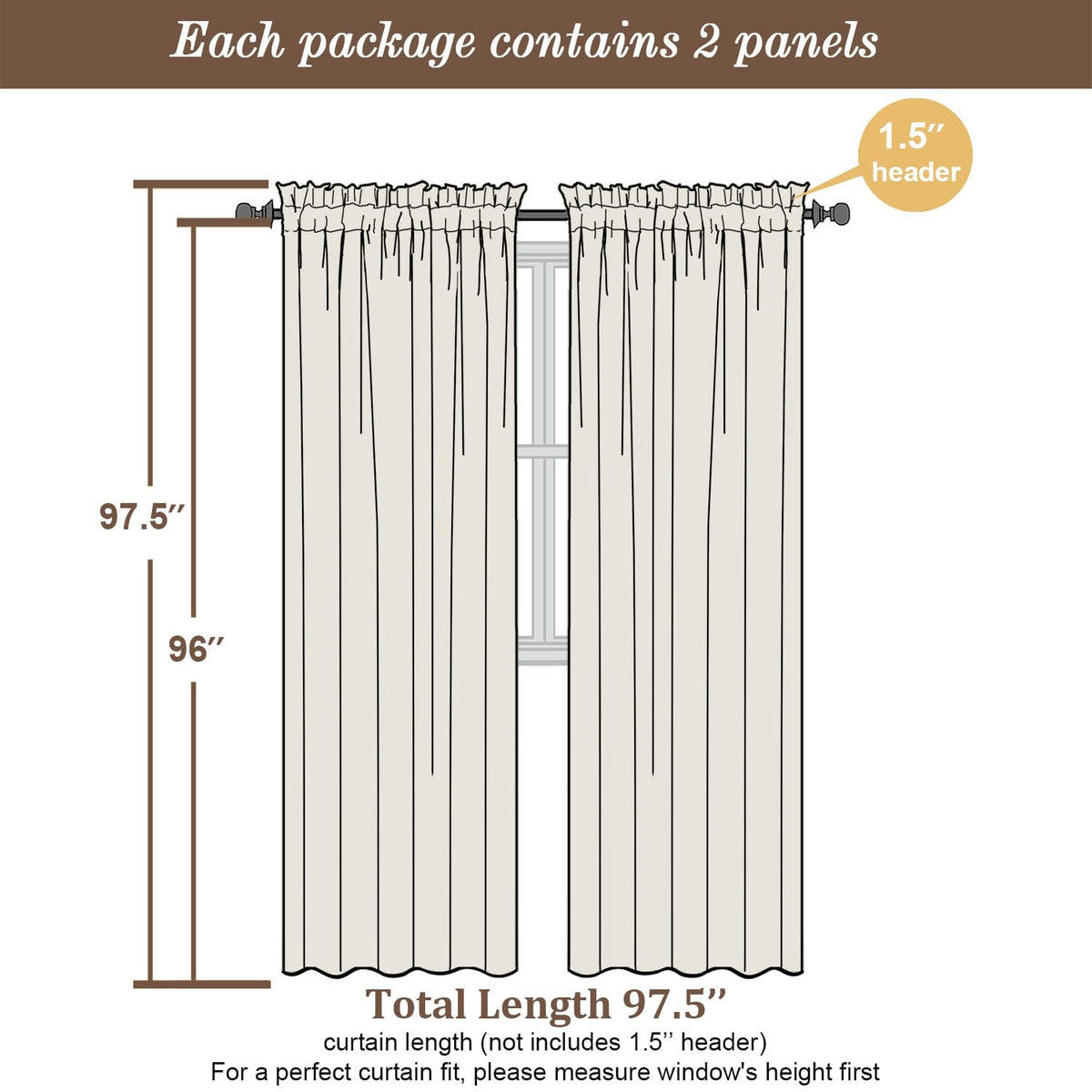 White Sheer Curtains 96 Inches Long 2 Panels (2 Count)
