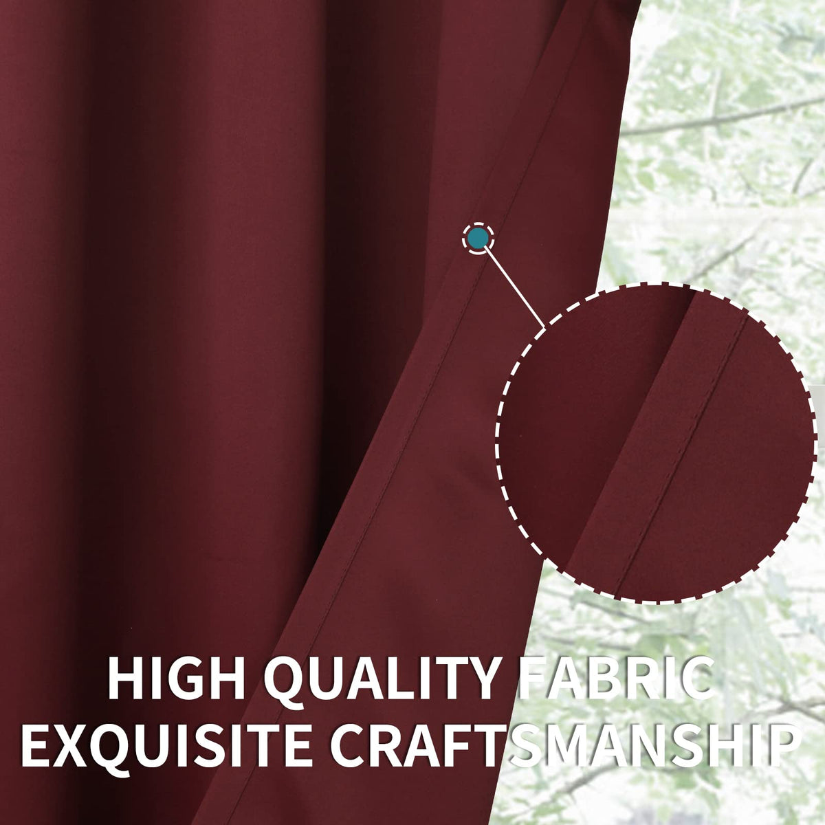 Short Burgundy Blackout Curtains 40 Inches Length (2 Count)