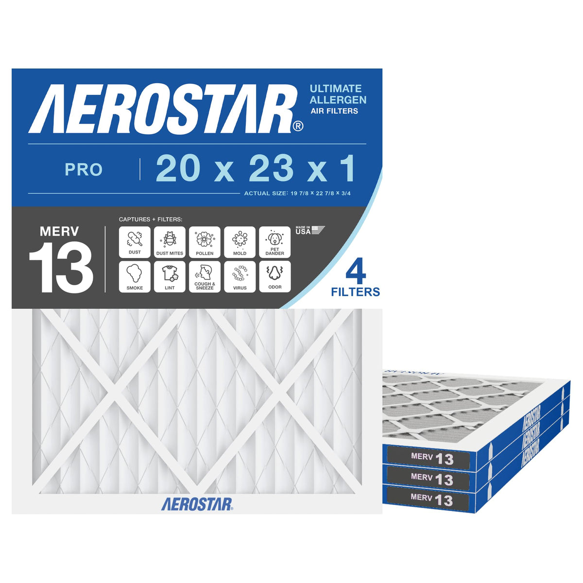 Air Filter 20x23x1 MERV 13 AC Filter (4 Count)