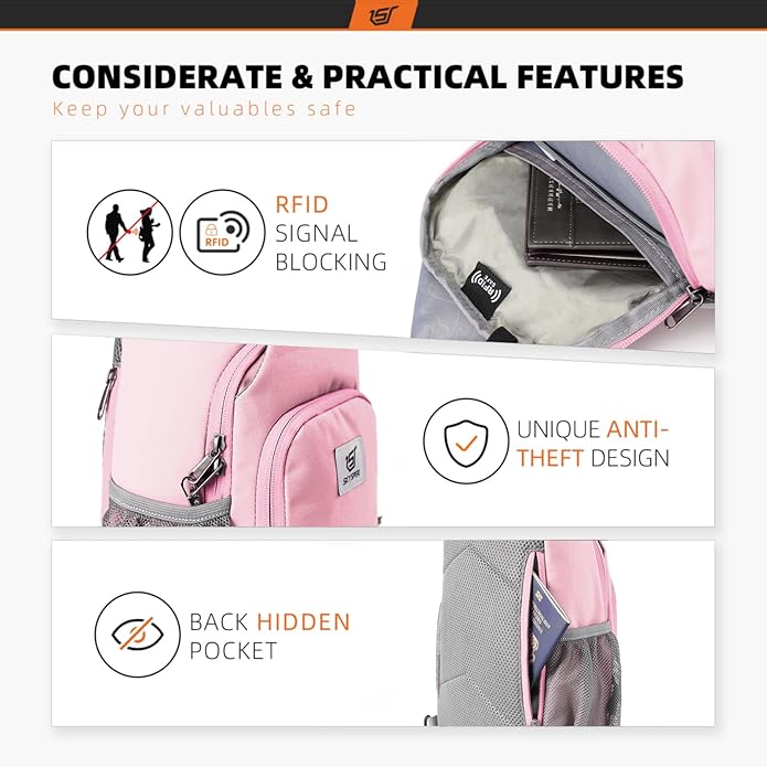 SKYSPER Sling Bag RFID Crossbody Sling Backpack Cross Body Shoulder Bag Travel Hiking Daypack for Women Men