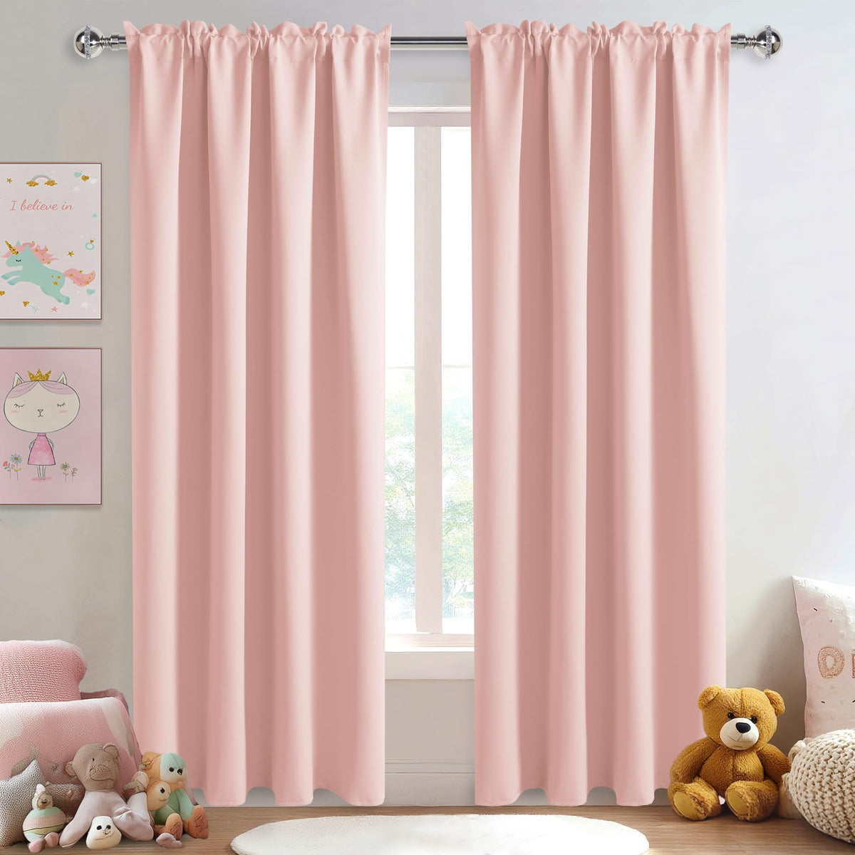 Blackout Curtains for Bedroom 42 x 84 Inch Long Blush Pink 2 Panels (2 Count)