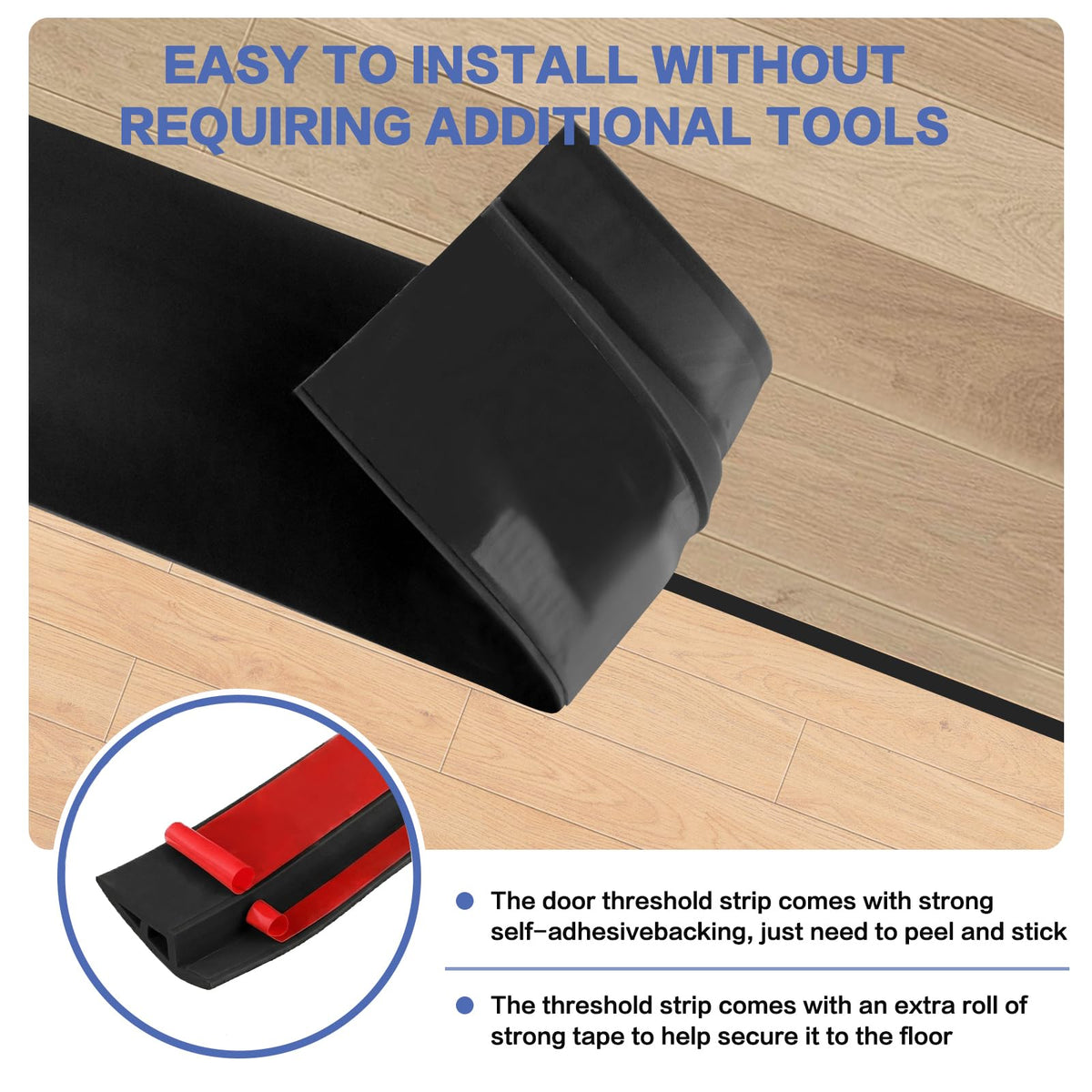 Floor Transition Strip Vinyl Door Threshold Ramp Self Adhesive Carpet Edging Strip Doorway Edge Trim (3.3 Foot)