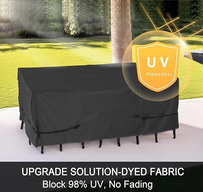 NettyPro Patio Table Cover Rectangular 78 x 52 Inch, Waterproof Outdoor Furniture Set Covers for Dining Table and Chair Rectangle, Black