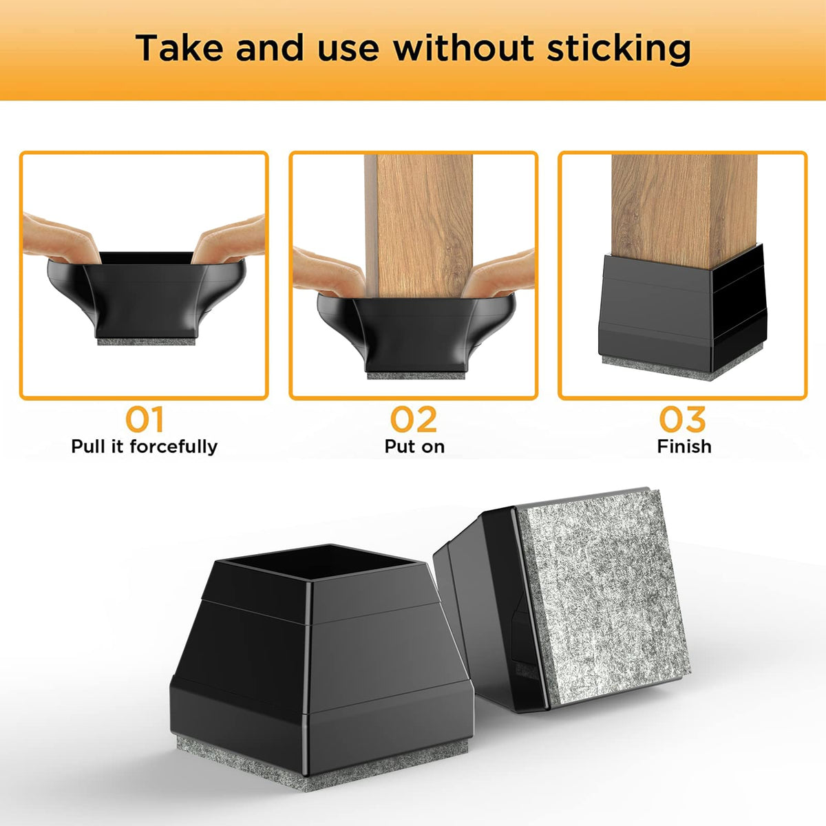 24 PCS Square Chair Leg Floor Protectors (24 Count)