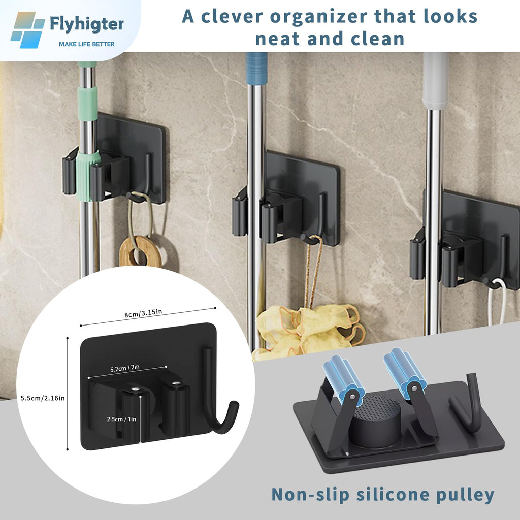 6 Pack Stainless Steel Mop and Broom Holders