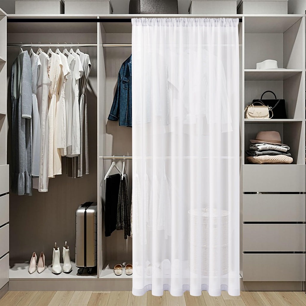 Sheer Door Curtains Closet Linen Textured Curtains Sheer Doorway Light Filtering Voile French Doors Rod Pocket Curtain Patio Glass Door