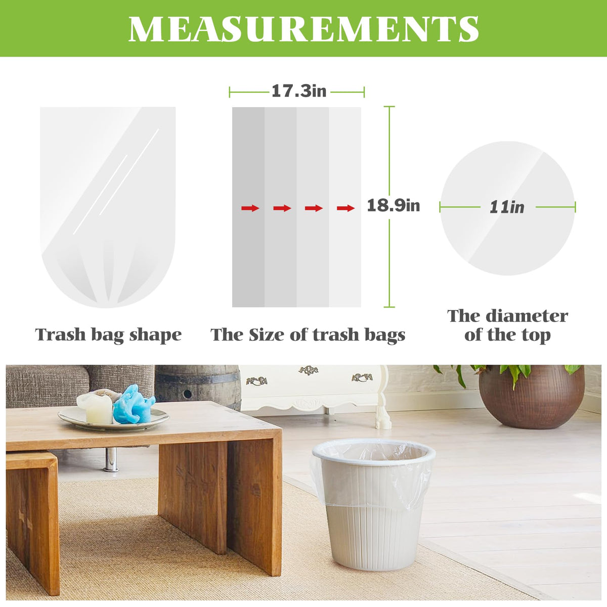 Small Clear Trash Bags 2 Gallon 120 Count Bathroom Garbage Bags