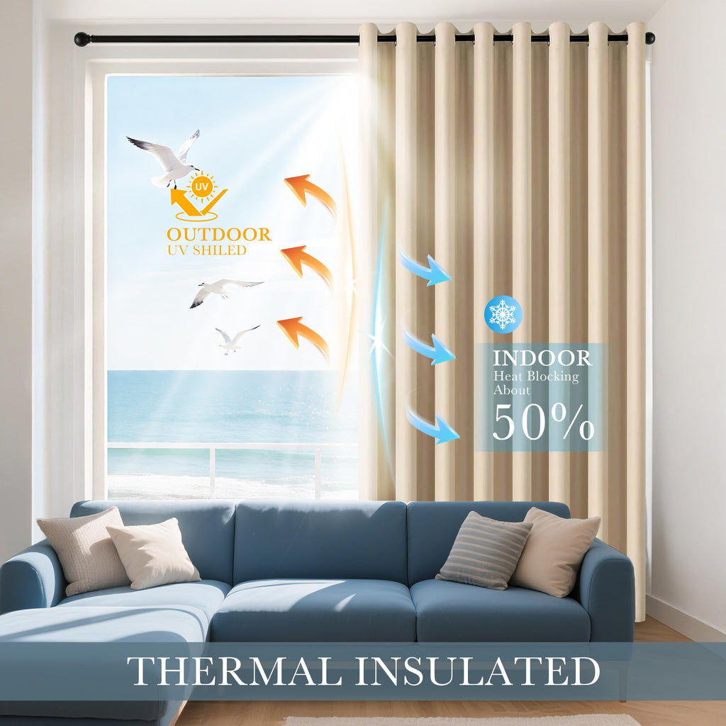 Beige Window Curtains (2 Count)