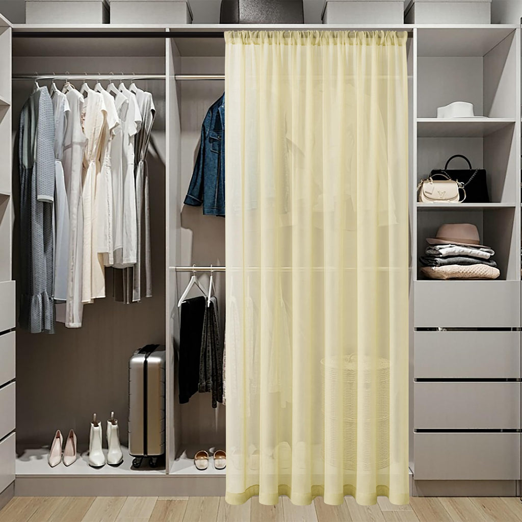 Small Sheer Door Curtain Closet Linen Textured Curtain Sheers Doorway Light Filtering Voile French Door Rod Pocket Curtains Patio Glass Doors