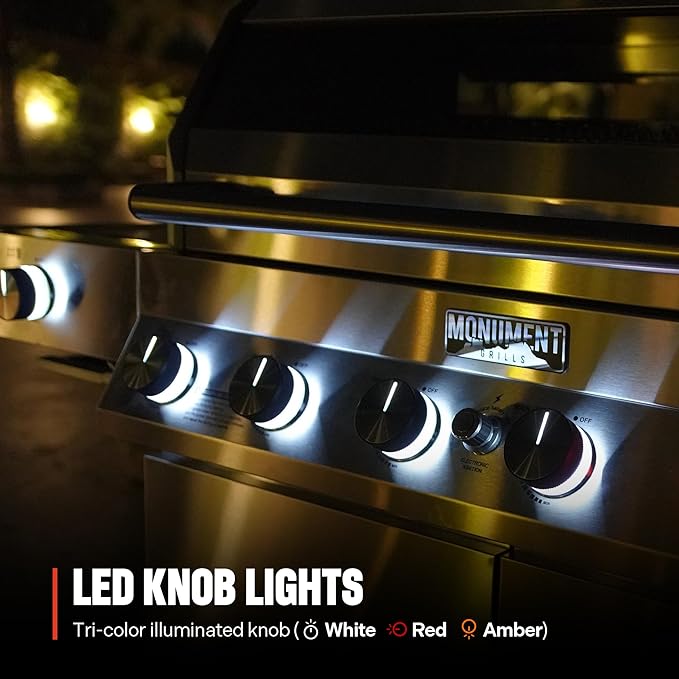 Monument Grills 6-Burner Convertible Natural Gas Smart bbq Grill Stainless Steel Denali 605 with Smoke Box