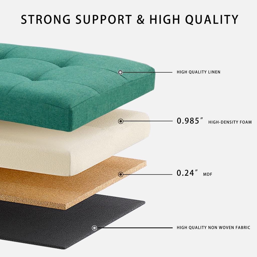 Ottoman with Storage Bench Folding Foot Rest Stool Linen Black