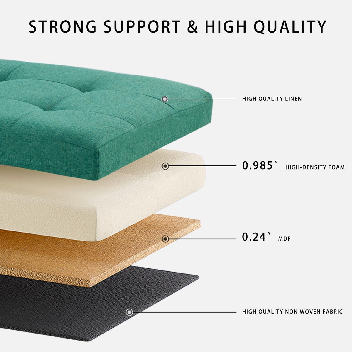 Ottoman with Storage Bench Folding Foot Rest Stool Linen Black