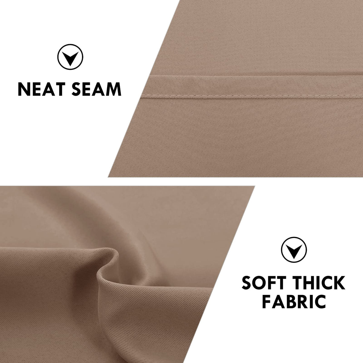 Blackout Curtains for Bedroom Living Room 42 x 63 Inch Long Khaki