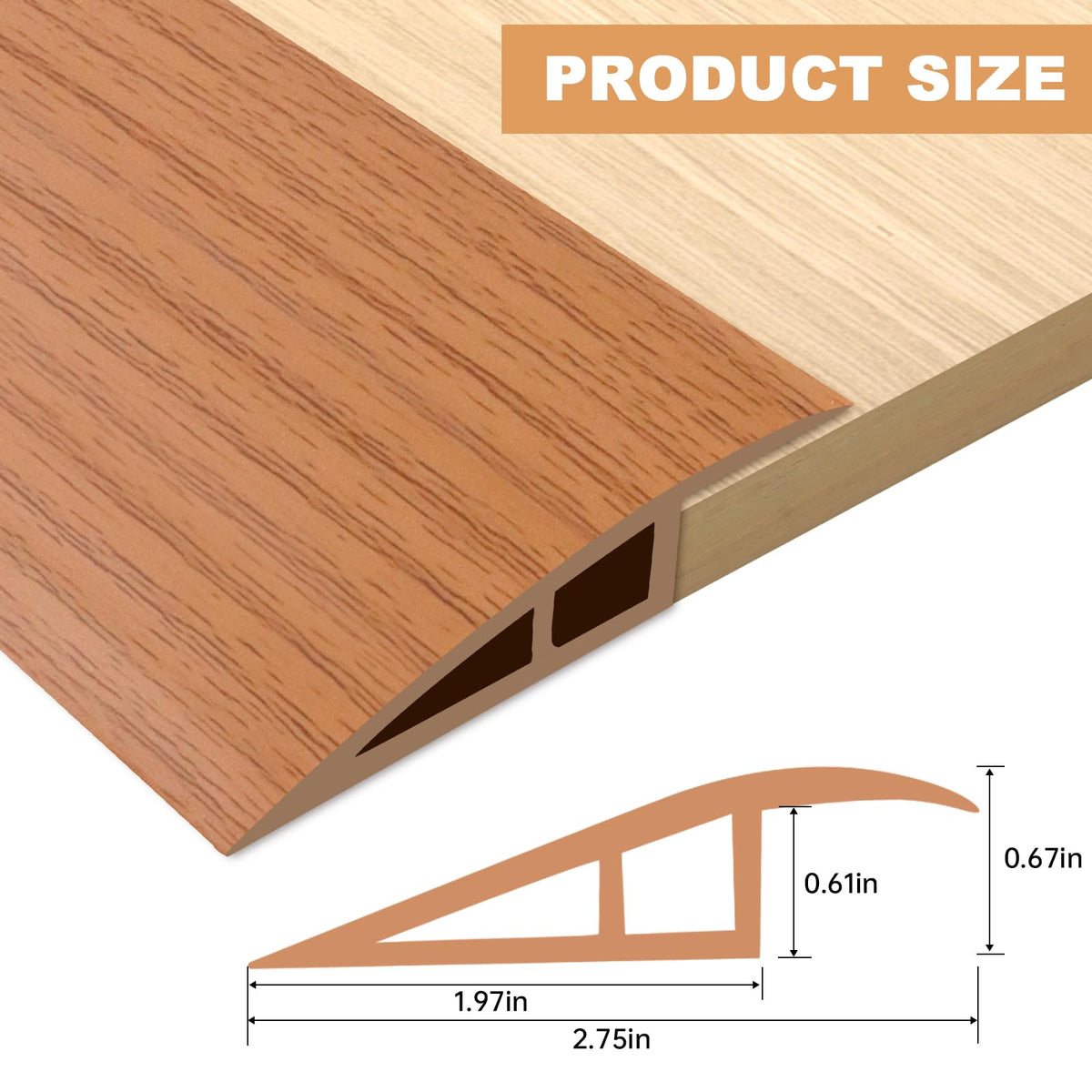 Vinyl Floor Transition Strip Self Adhesive Door Threshold Strip (6.6 Foot)