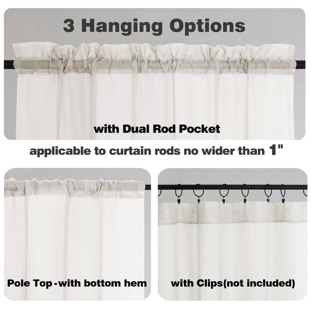 Ivory Sheer Curtains 90 Inches Long 2 Panels (2 Count)