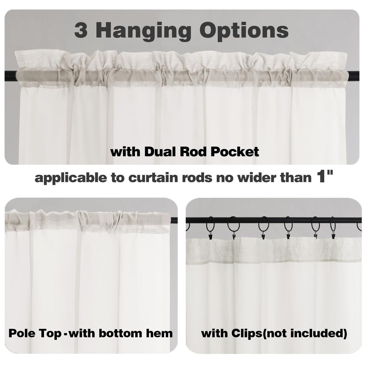 Ivory Sheer Curtains 90 Inches Long 2 Panels (2 Count)