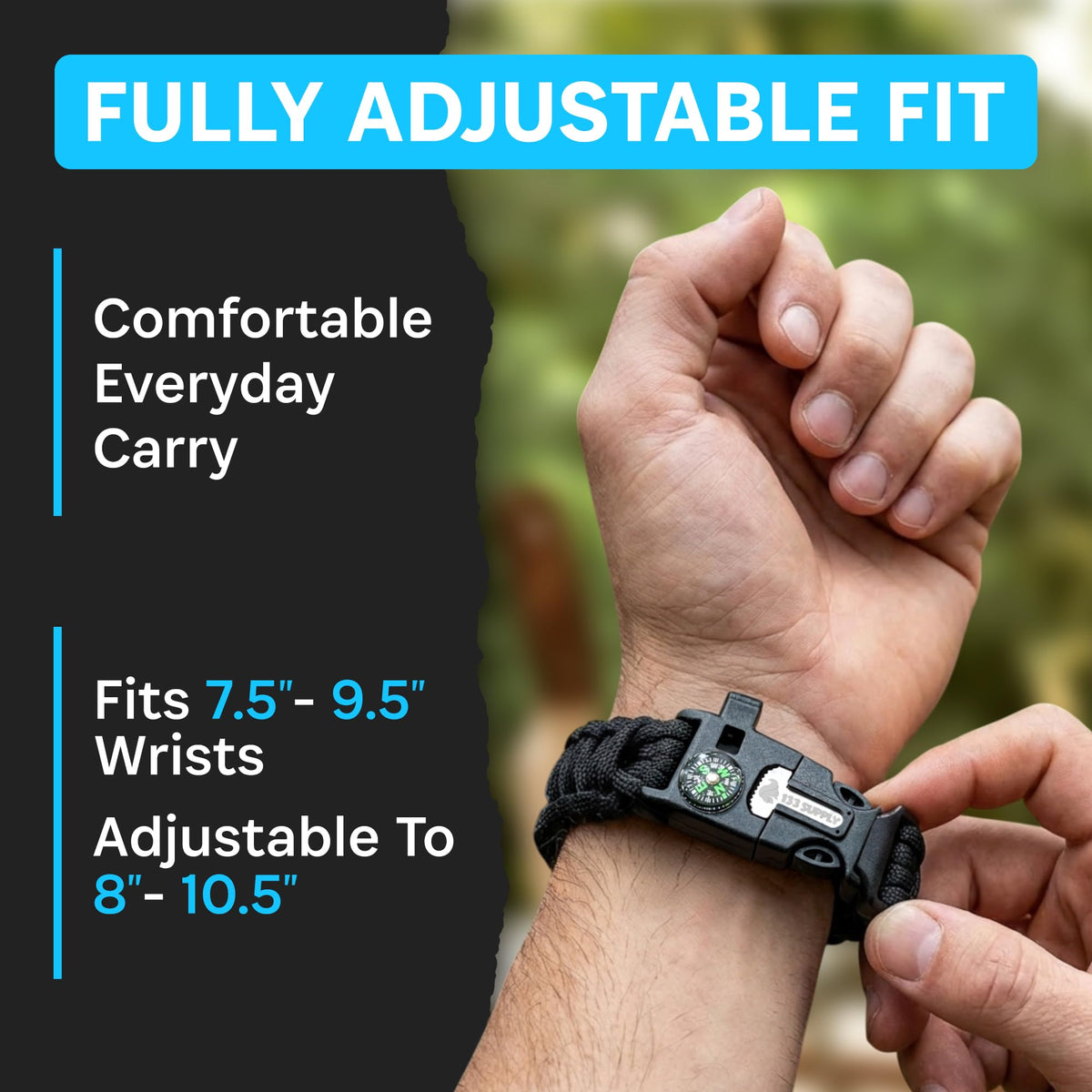 133 SUPPLY Tactical Paracord Compass Hiking Survival Bracelet Men Dad Gifts Camping Accessories Hiking Gear Women Hunting Gear Fishing Essentials Flint Steel Tool Fire Starter Kit Whistle Bear Safety
