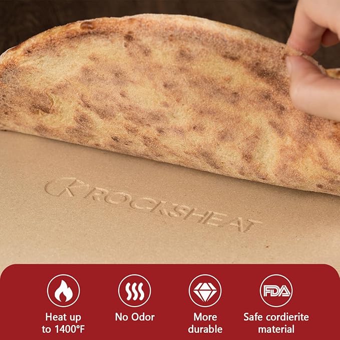 K ROCKSHEAT Pizza Stone Round, 12 Inch Cordierite Pizza Stone for Grill and Oven, 12" Durable Bread Baking Stone, Easy to Clean