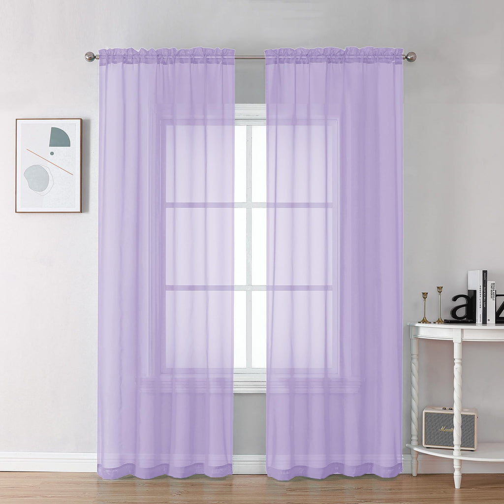 Lilac Sheer Curtains 78 Inches Long 2 Panels Set for Living Room (2 Count)