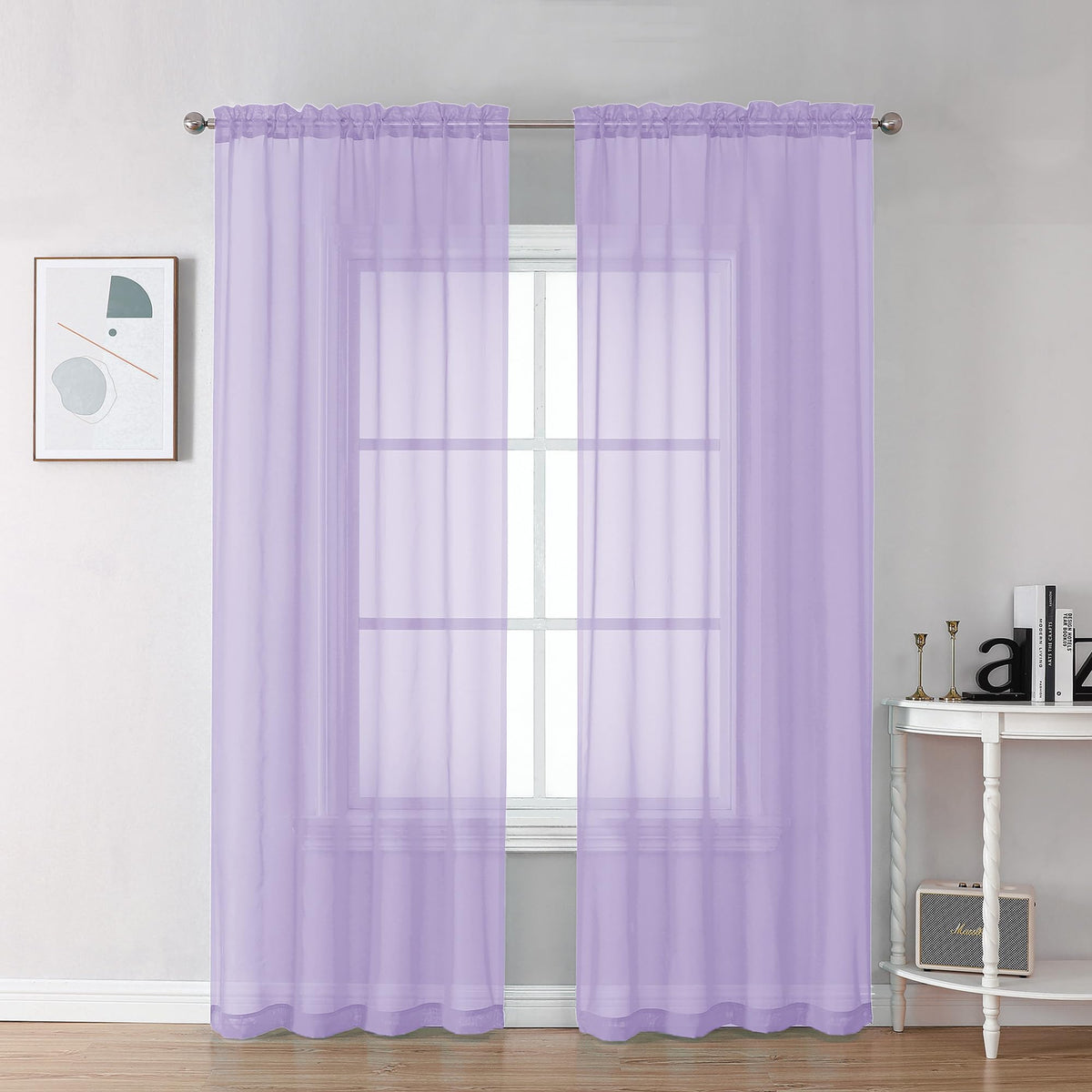 Lilac Sheer Curtains 78 Inches Long 2 Panels Set for Living Room (2 Count)