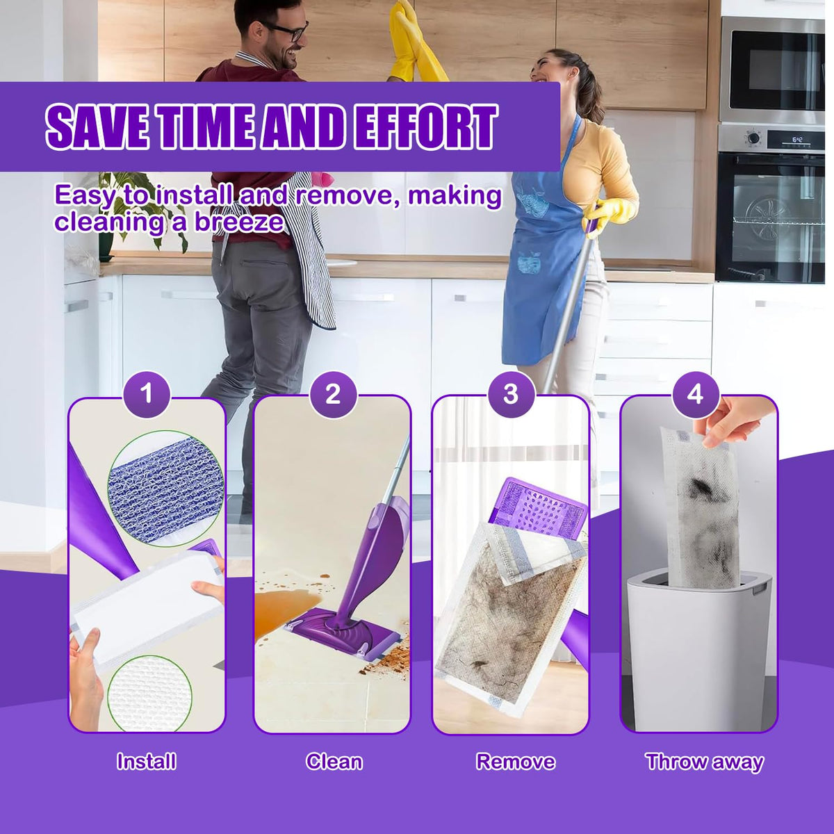 Mop Pad Refills Compatible with Swiffer WetJet Spray Mop (100 Count)