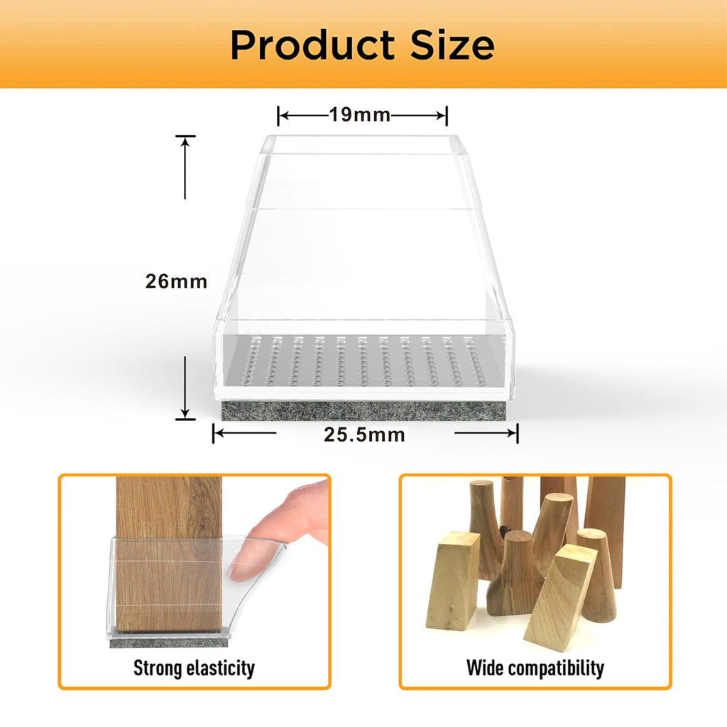 Square Chair Leg Protectors for Hardwood Floors (24 Count)