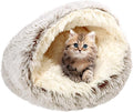 Calming Cat Beds, Fluffy Plush Round Cat Cave Washable, Cozy Warming Anti-Slip Small Dog Bed for Puppy and Kitten, Soft Anti Anxiety Pet Nest (20×20 inch, Coffee)